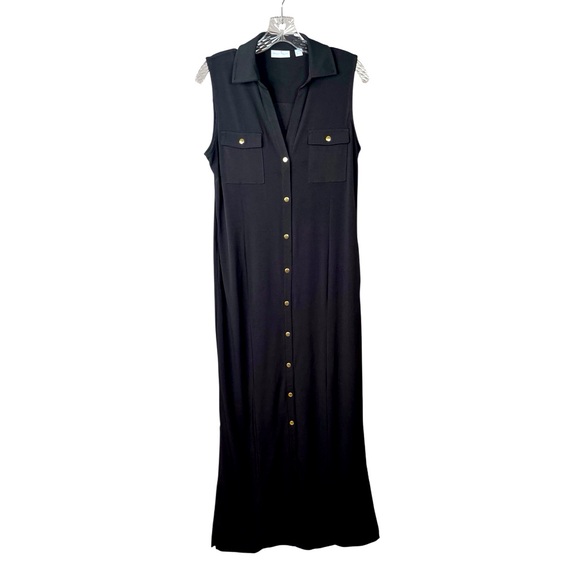 New York & Company Dresses & Skirts - New York Company Stretch Black Jersey Shirt Dress Minimalist Capsule Neutral Med